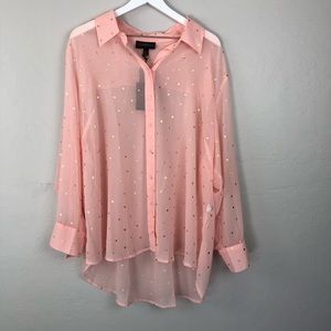 L. Bryant sz 22 pink button down long sleeve top